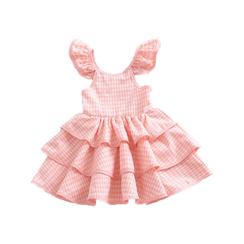 Girls Pink Checked Ruffle Summer Dress – Puff Sleeve Picnic Style | Ages 12M–5YRS
