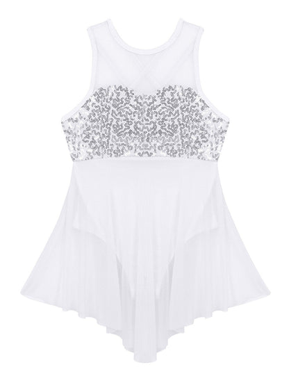 Girls Sequin Leotard Dress (Age 6-14yrs)