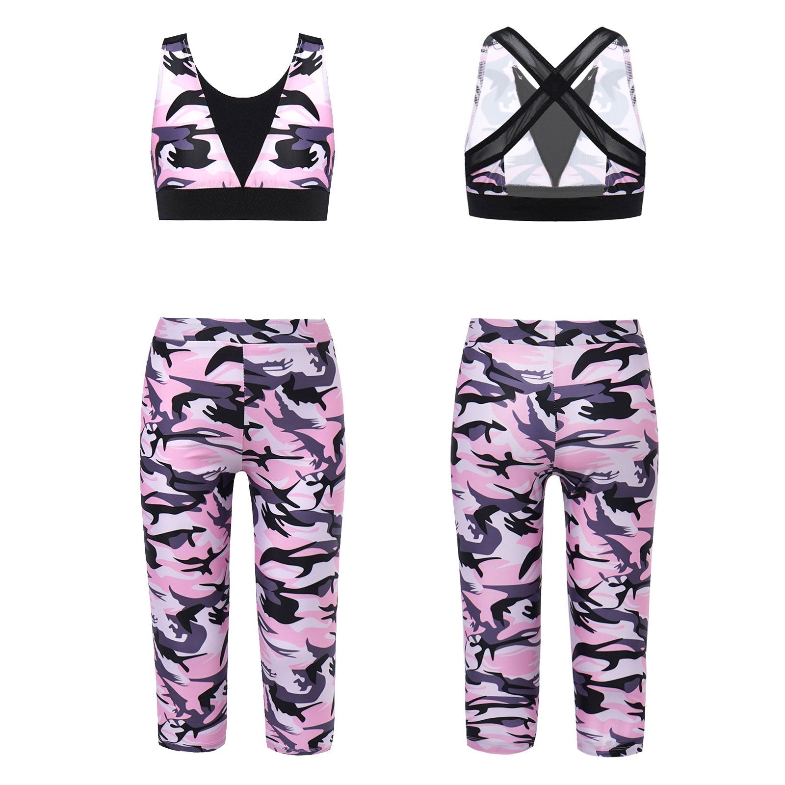 Girls Camouflage Tank Top & Cropped Legging Set (Age 4-14yrs)