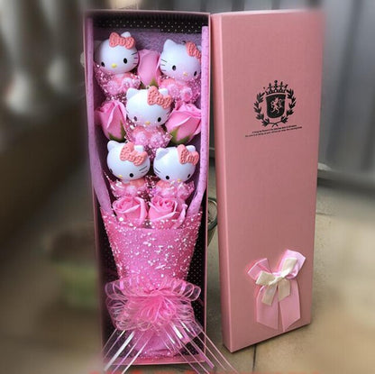 Hello Kitty Figurines Flower Gift Bouquet – Sanrio-Inspired Keepsake Arrangement