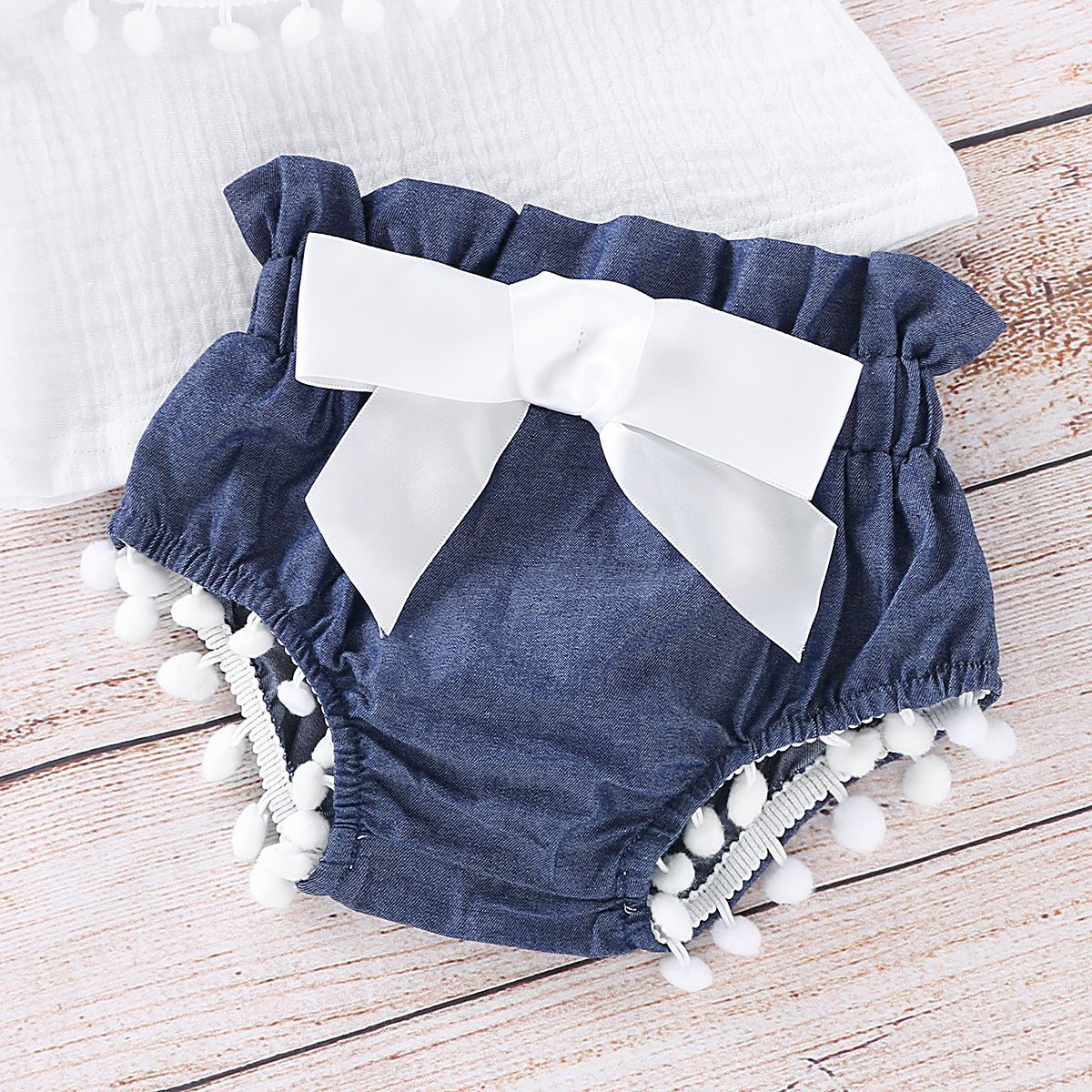 Baby Girls Pom Pom Top & Shorts (Age 6M-3YRS)