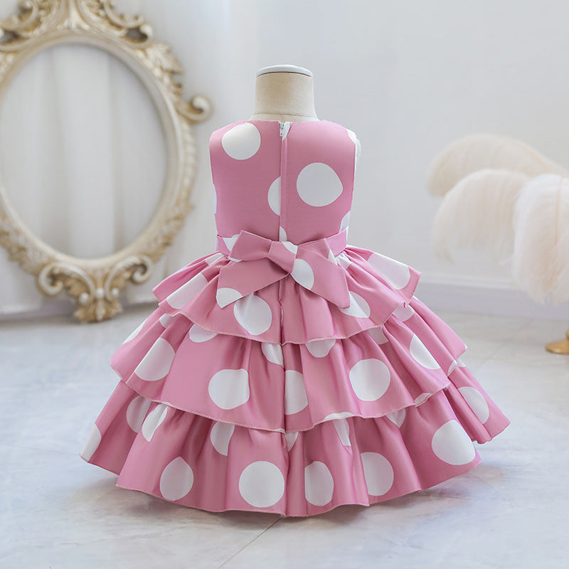 Girls Polka Dot Ruffle Dress (Age 18M-7YRS)