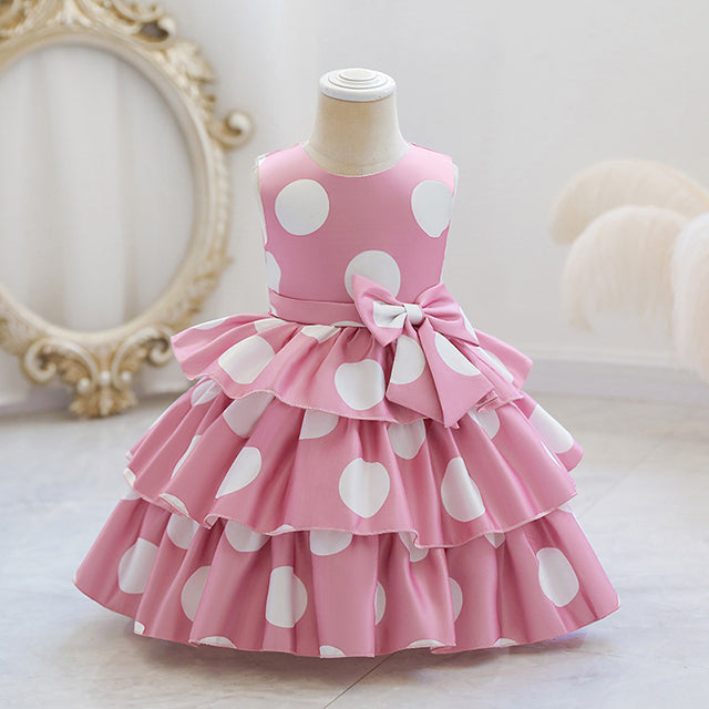 Girls Polka Dot Ruffle Dress (Age 18M-7YRS)