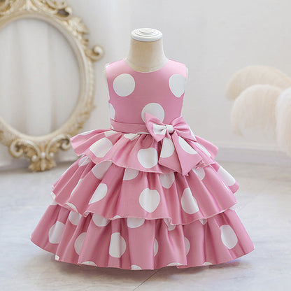 Girls Polka Dot Ruffle Dress (Age 18M-7YRS)