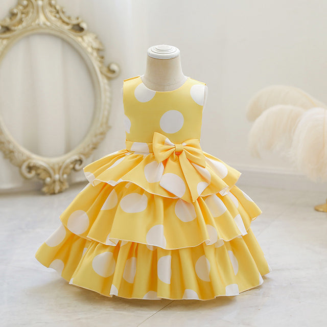 Girls Polka Dot Ruffle Dress (Age 18M-7YRS)