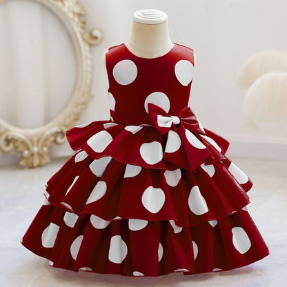 Girls Polka Dot Ruffle Dress (Age 18M-7YRS)