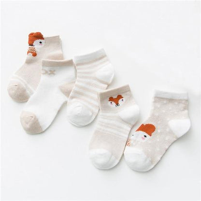 5 Pack Baby Cotton Socks Multi Fox