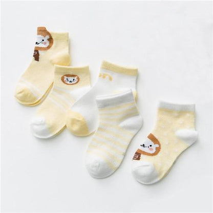 5 Pack Baby Cotton Socks Multi Lion