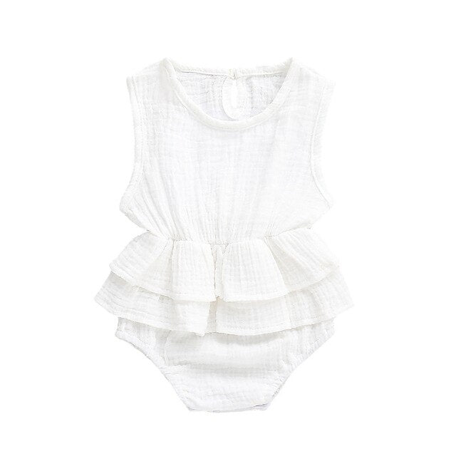 Baby Girls Ruffle Bodysuit Romper (Age 6m-24m) White