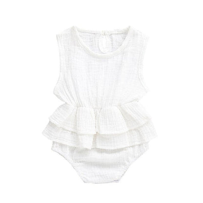 Baby Girls Ruffle Bodysuit Romper (Age 6m-24m) White