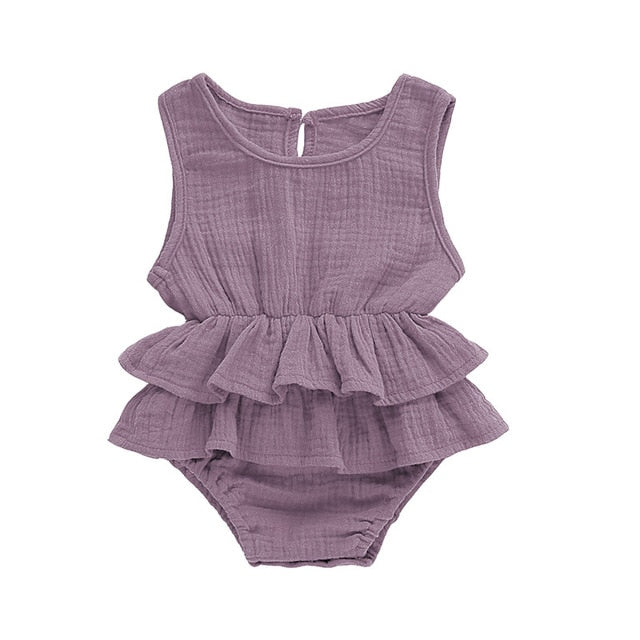 Baby Girls Ruffle Bodysuit Romper (Age 6m-24m) Purple