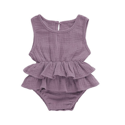 Baby Girls Ruffle Bodysuit Romper (Age 6m-24m) Purple