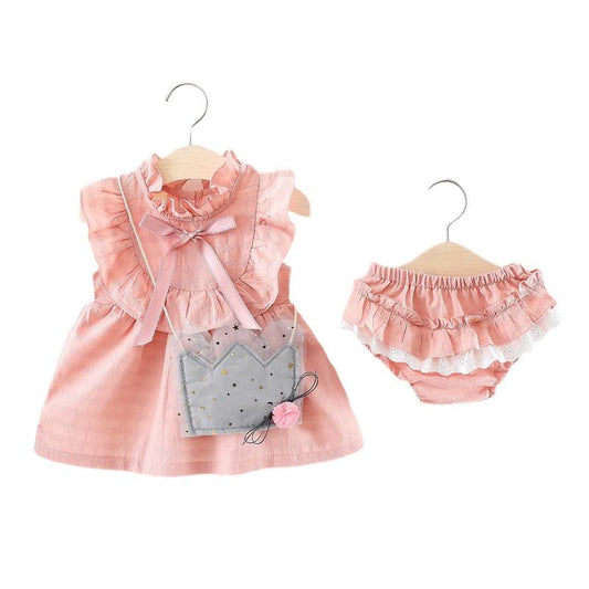 Girls Baby (3 Pack) Dress & Bag & Baby Bloomers Set (Age 9M-24M)
